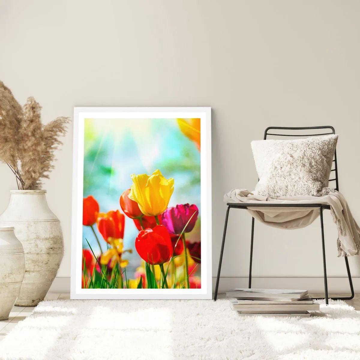 Affiche dans un cadre blanc - Poster - Toutes les couleurs du soleil - 40x50 cm
