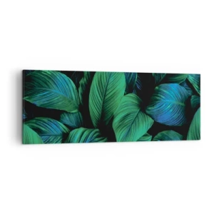 Impression sur toile - Image sur toile - Feuilles vertes dans un style minimaliste - 140x50cm - Dans la foule verte - Décoration murale moderne pour le salon et la chambre ARTTOR