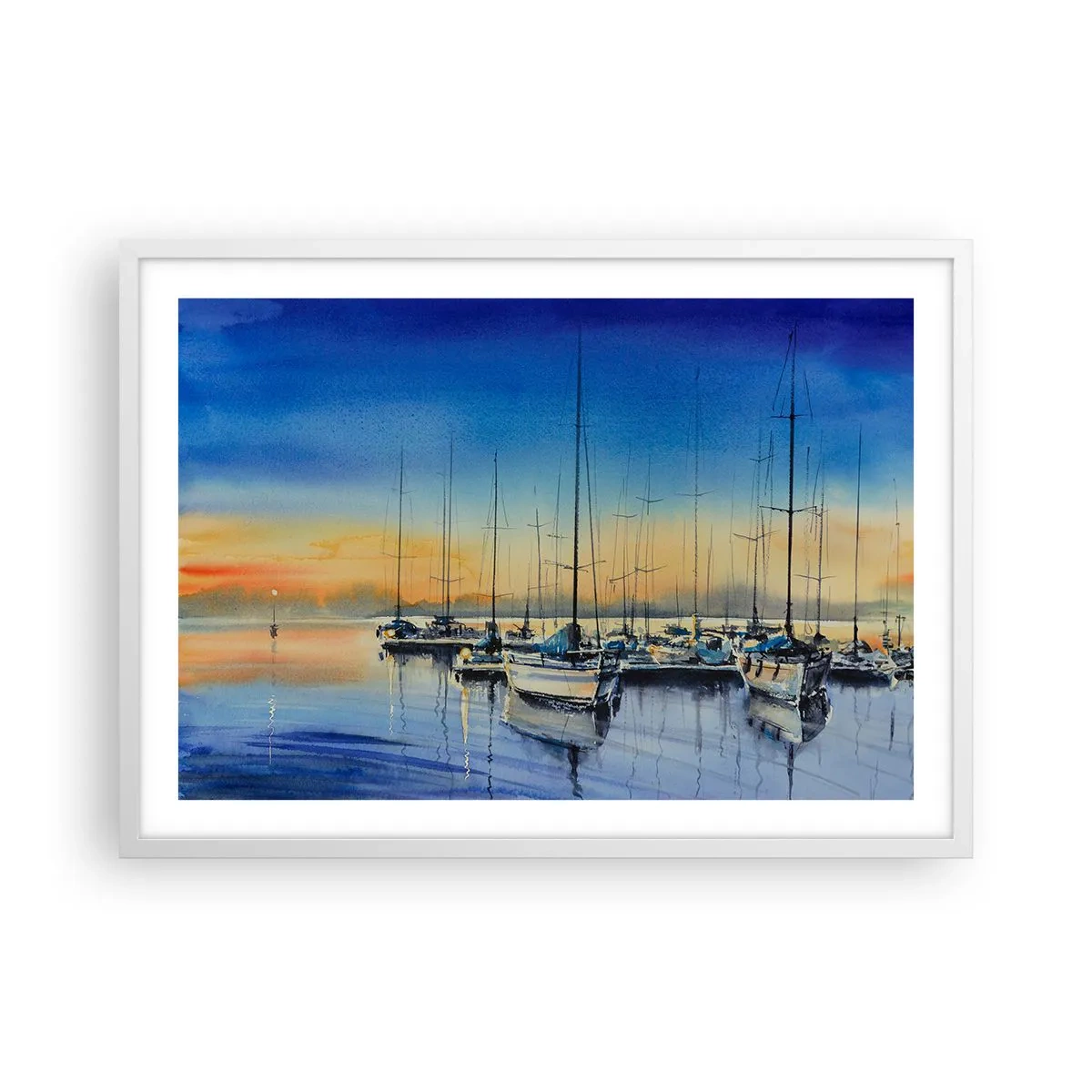 Affiche dans un cadre blanc - Poster - Fin d'une belle journée - 70x50 cm
