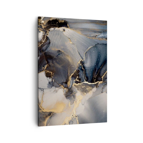Impression sur toile - Image sur toile - Abstrait or et gris sur toile - 50x70cm - La vie de la pierre - Décoration murale moderne pour le salon et la chambre ARTTOR