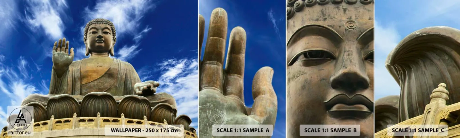 Échantillon De Papier Peint Standard Eco - Vivre sans peur - Bouddha, Religion, Asie - 100x30 cm