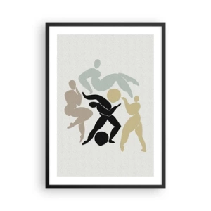 Affiche dans un cadre noir - Poster - Silhouettes abstraites de personnages en mouvement dynamique - 50x70cm - Faire de l'exercice pour la santé et la beauté - Décoration murale moderne pour le salon et la chambre ARTTOR
