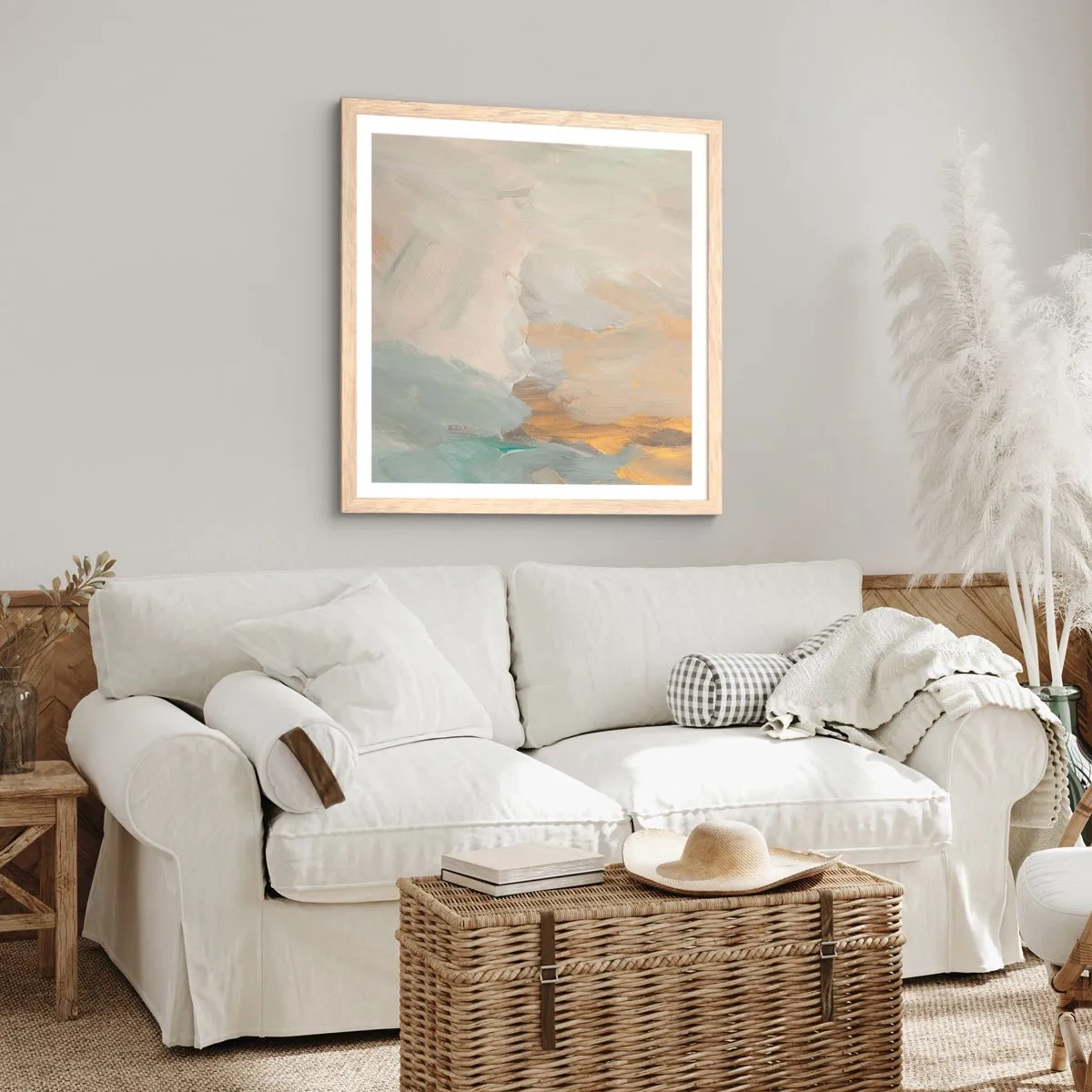 Affiche dans un chêne clair - Poster - Abstraction – le pays de la douceur - 60x60 cm