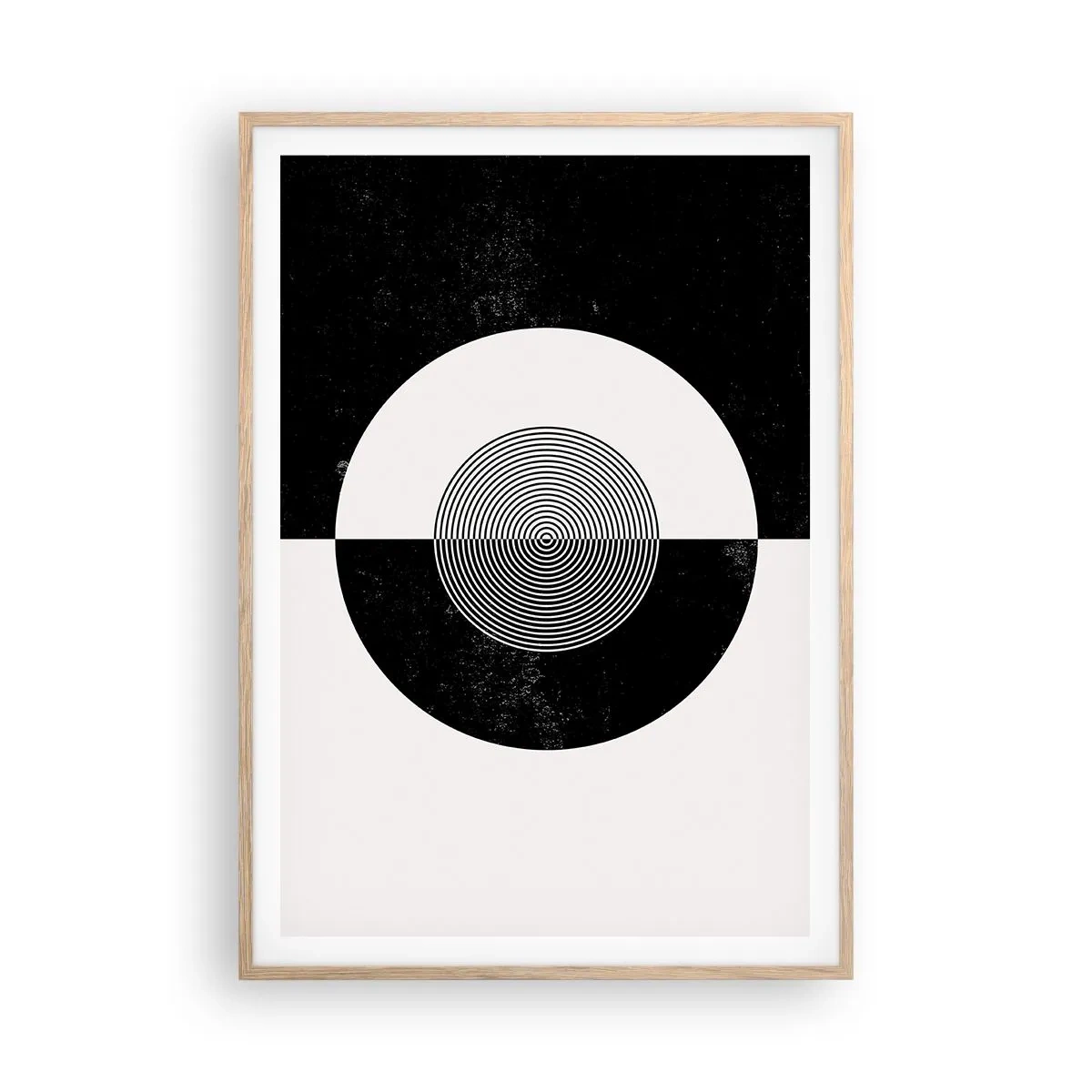 Affiche dans un chêne clair - Poster - Harmonie de noir et blanc - 70x100 cm