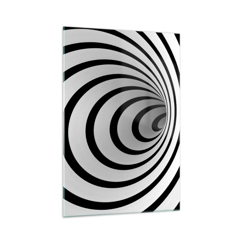 Impression sur verre - Image sur verre - Une spirale noire et blanche créant un effet hypnotique - 70x100cm - Tu ne peux pas y résister aussi ? - Décoration murale moderne pour le salon et la chambre ARTTOR