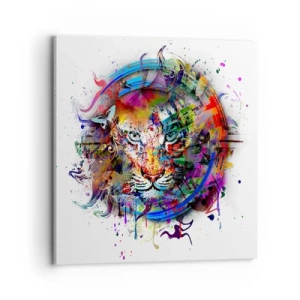 Impression sur toile - Image sur toile - Il se cache derrière un voile arc-en-ciel - 70x70 cm