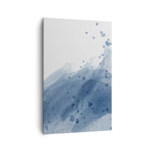 Impression sur toile - Image sur toile - Taches et stries abstraites dans des tons de bleu - 80x120cm - Tulle bleu - Décoration murale moderne pour le salon et la chambre ARTTOR