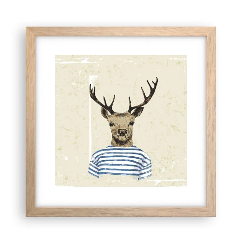 Affiche dans un chêne clair - Poster - Parce que j'aime les chemises rayées - 30x30 cm