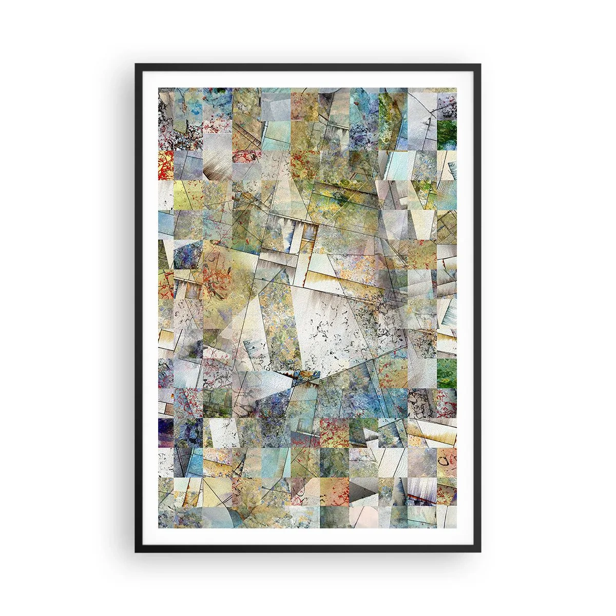 Affiche dans un cadre noir - Poster - Remaniement géométrique - 70x100 cm