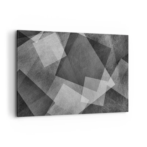 Impression sur toile - Image sur toile - Abstraction en noir et blanc avec des formes géométriques - 120x80cm - Le symbole éternel de durabilité et d'ordre - Décoration murale moderne pour le salon et la chambre ARTTOR