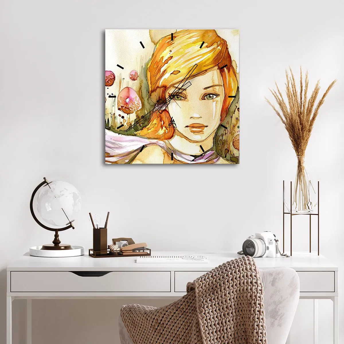 Horloge murale - Pendule murale - Un regard émeraude qui calme la colère - 40x40 cm