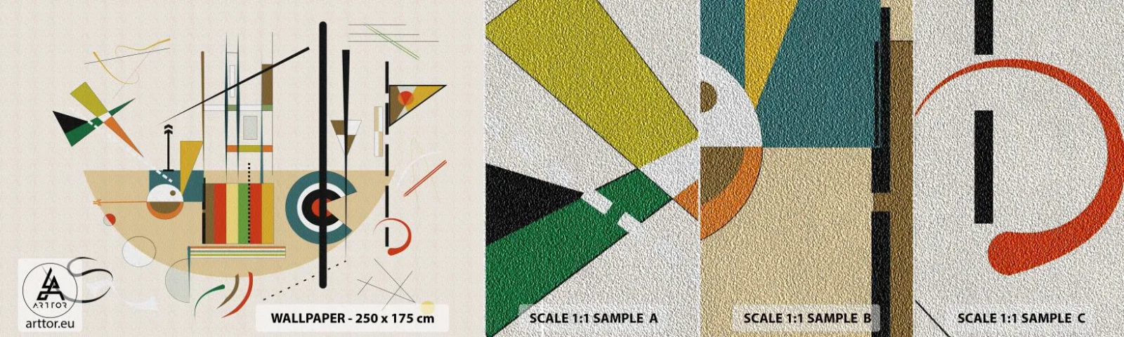 Échantillon de Papier Peint Premium Sand - Et le monde s’amuse - Abstraction, Morceau, Formes - 100x30 cm