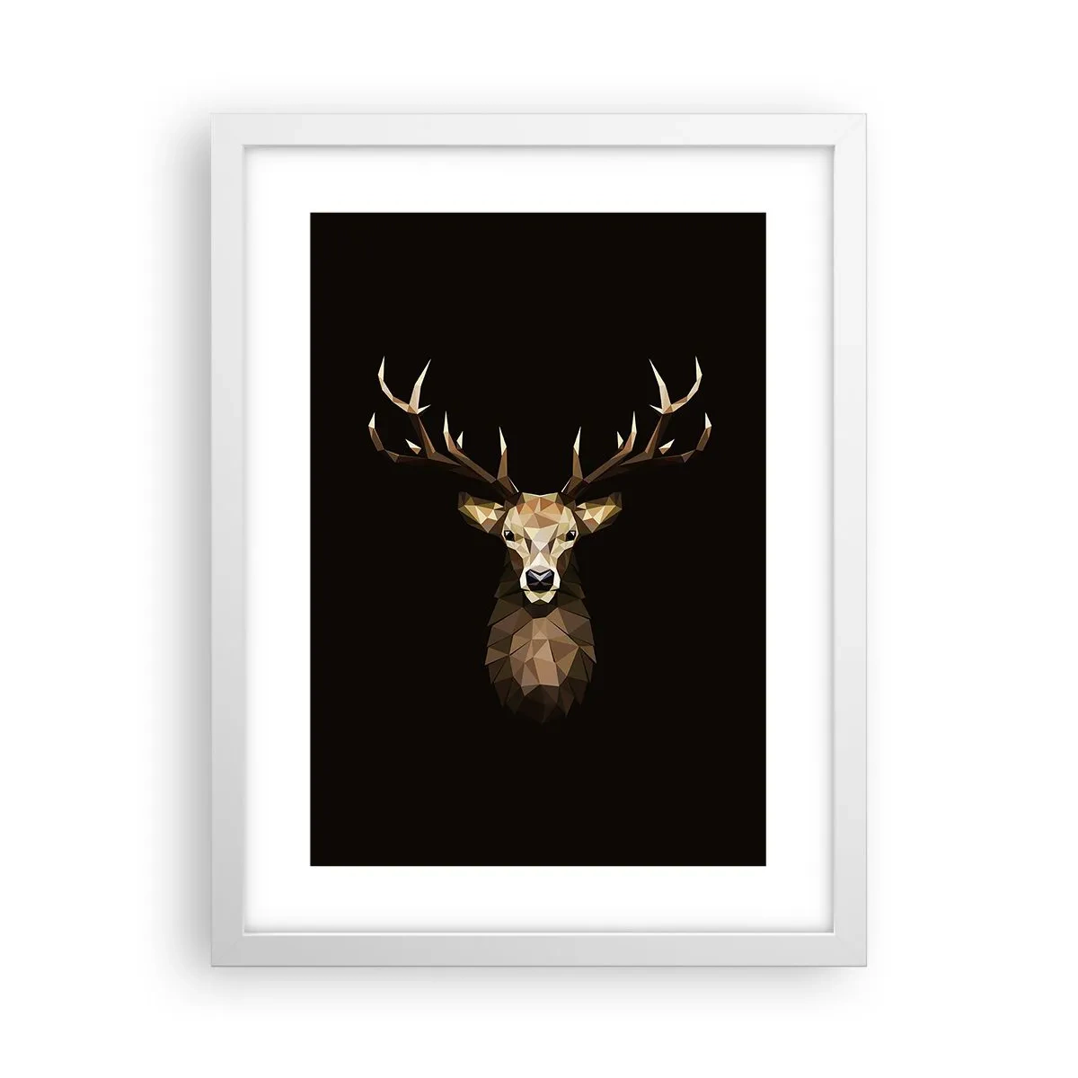 Affiche dans un cadre blanc - Poster - Cerf cubique - 30x40 cm