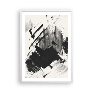 Affiche dans un cadre blanc - Poster - Abstraction – expression du noir - 50x70 cm