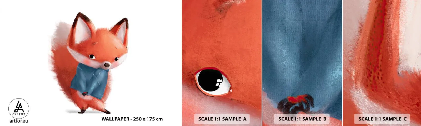 Échantillon De Papier Peint Standard Eco - Est-ce que ça me va? - Pour les enfants, Renard, Conte de fées - 100x30 cm