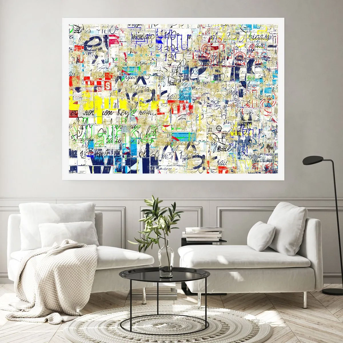 Affiche - Poster - Graffiti abstrait avec inscriptions et motifs colorés - 100x70cm - Ca fait juste plaisir aux yeux - Décoration murale moderne pour le salon et la chambre ARTTOR