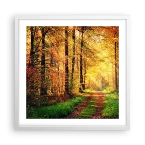 Affiche dans un cadre blanc - Poster - Silence d'or en forêt - 50x50 cm