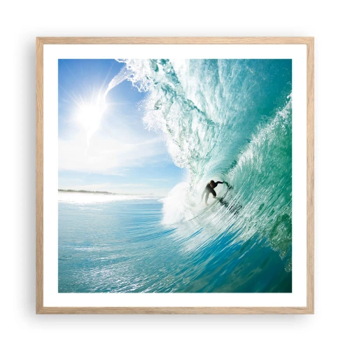 Affiche dans un chêne clair - Poster - Toujours sur la vague - 60x60 cm