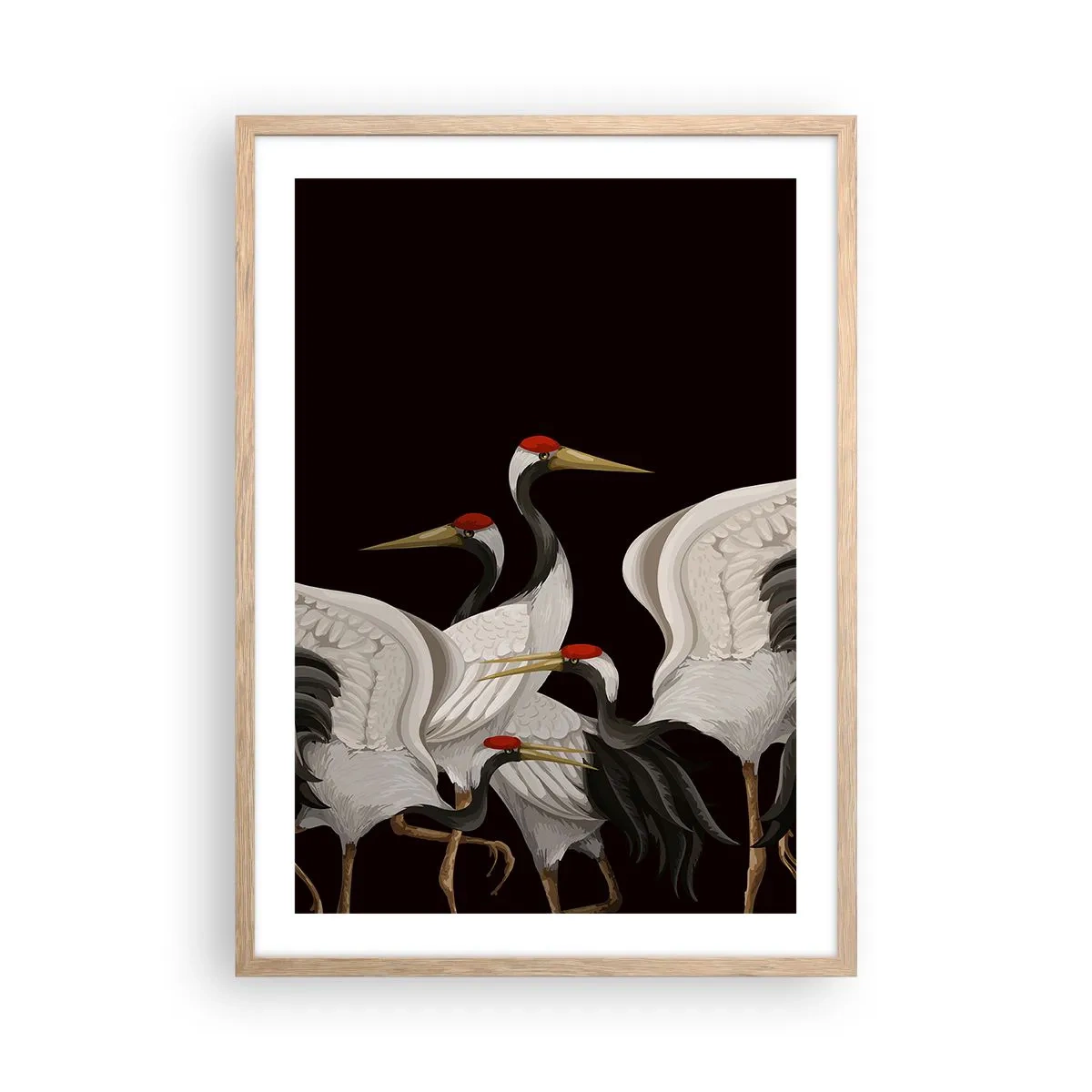 Affiche dans un chêne clair - Poster - Histoire d'oiseaux - 50x70 cm