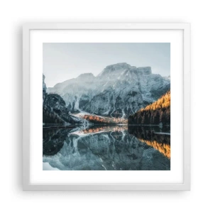 Affiche dans un cadre blanc - Poster - Reflet de paysage - 40x40 cm