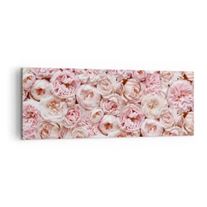 Impression sur toile - Image sur toile - Des roses délicates dans des tons de rose sur toute la surface - 140x50cm - Un lit de roses - Décoration murale moderne pour le salon et la chambre ARTTOR