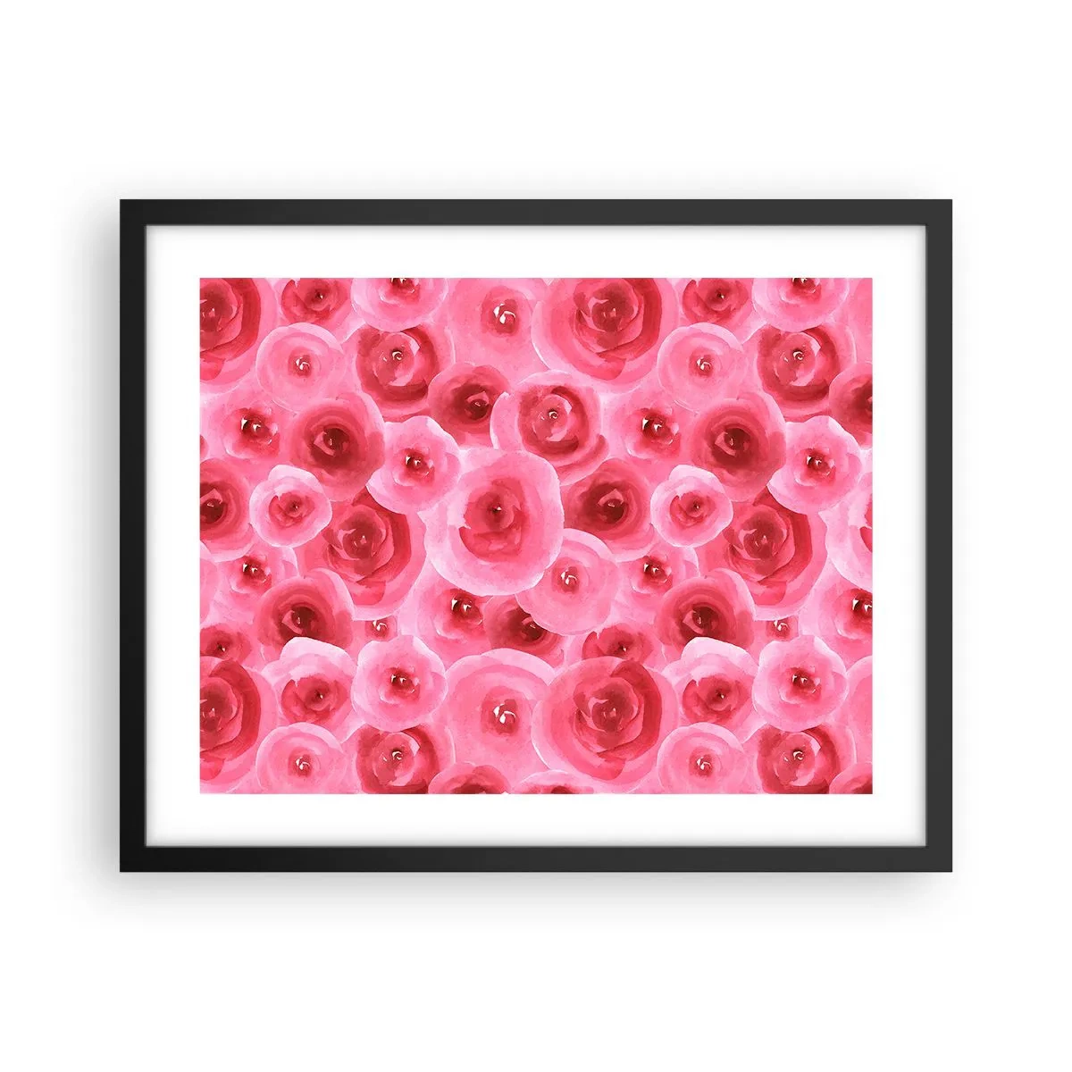 Affiche dans un cadre noir - Poster - Roses en-haut et en-bas - 50x40 cm