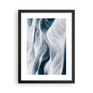 Affiche dans un cadre noir - Poster - Vagues blanches et bleues - 30x40 cm
