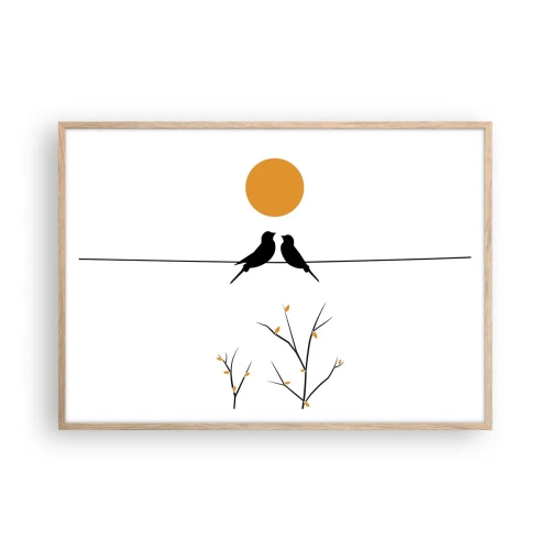 Affiche dans un chêne clair - Poster - Soirée pour rossignols - 100x70 cm