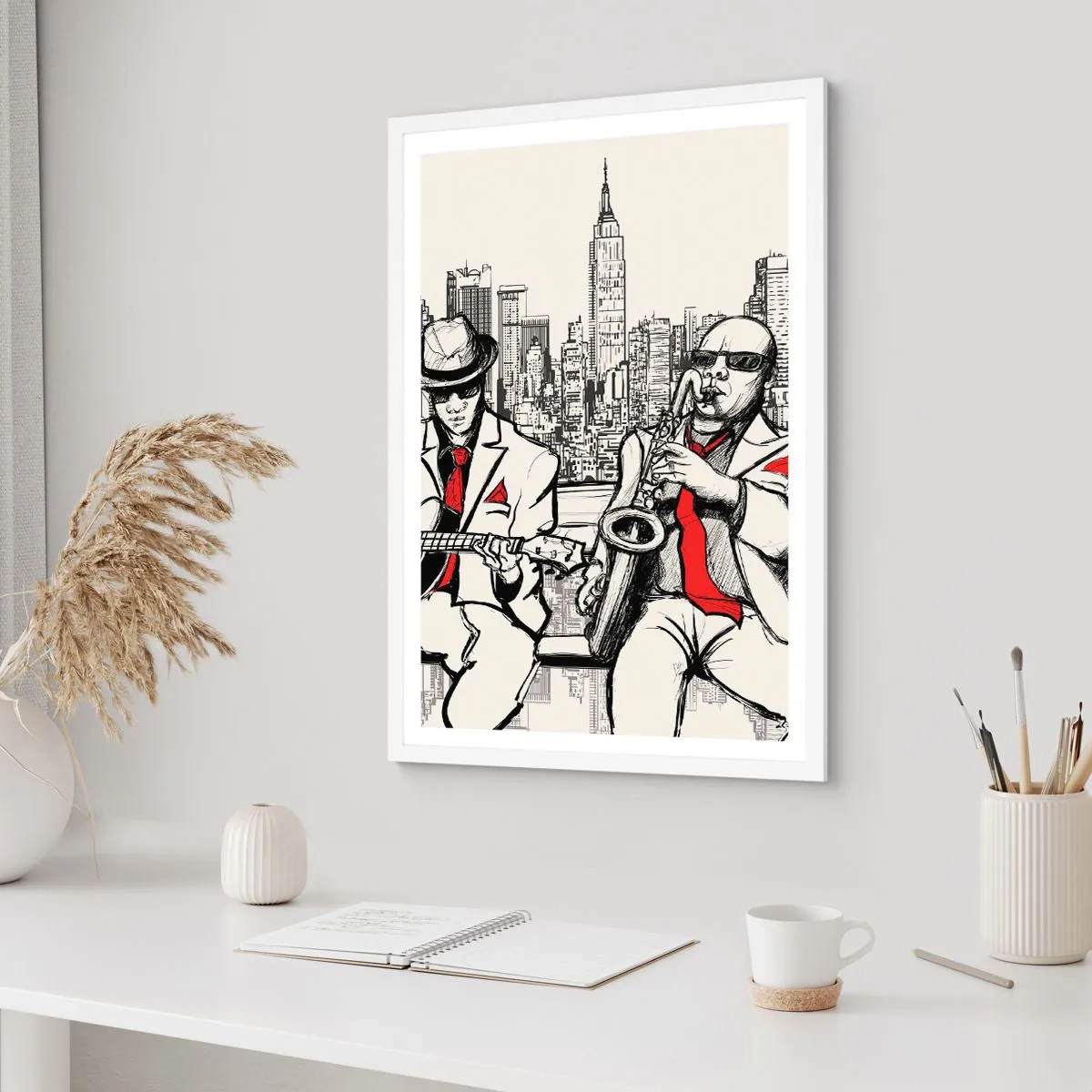 Affiche dans un cadre blanc - Poster - improvisation new-yorkaise - 30x40 cm