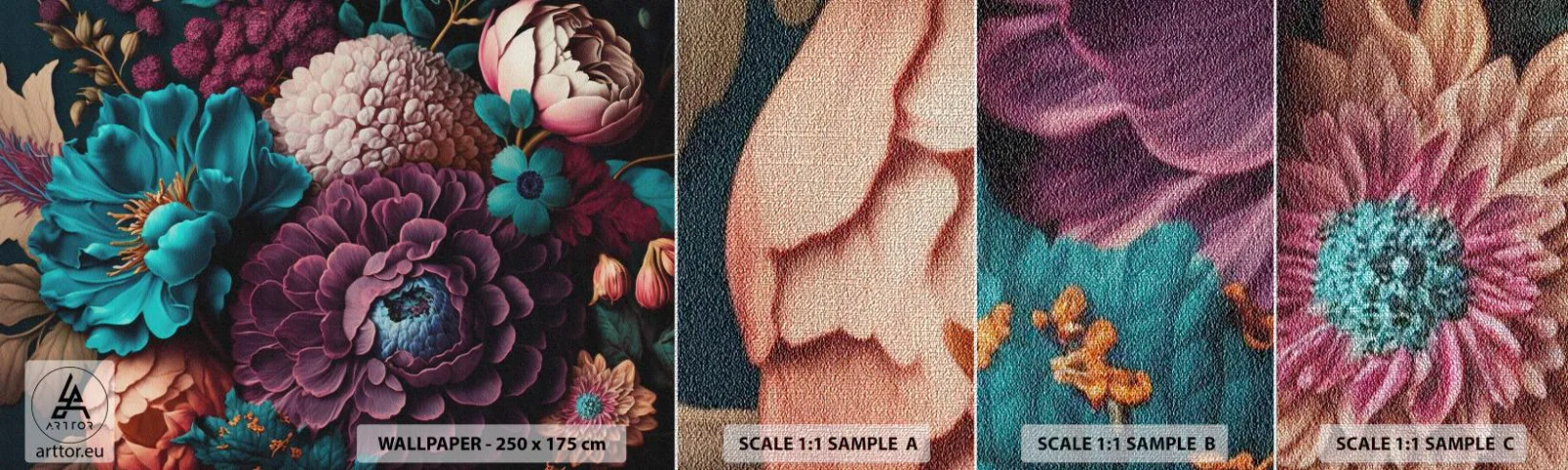 Échantillon de Papier Peint Premium Canvas - La nature en abondance - Fleurs, Botanique, Ancien - 100x30 cm