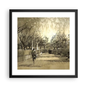 Affiche dans un cadre noir - Poster - Un moment arrêté avec une plume - 40x40 cm