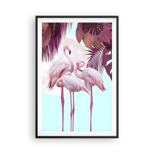 Affiche dans un cadre noir - Poster - Trois oiseaux gracieux - 61x91 cm
