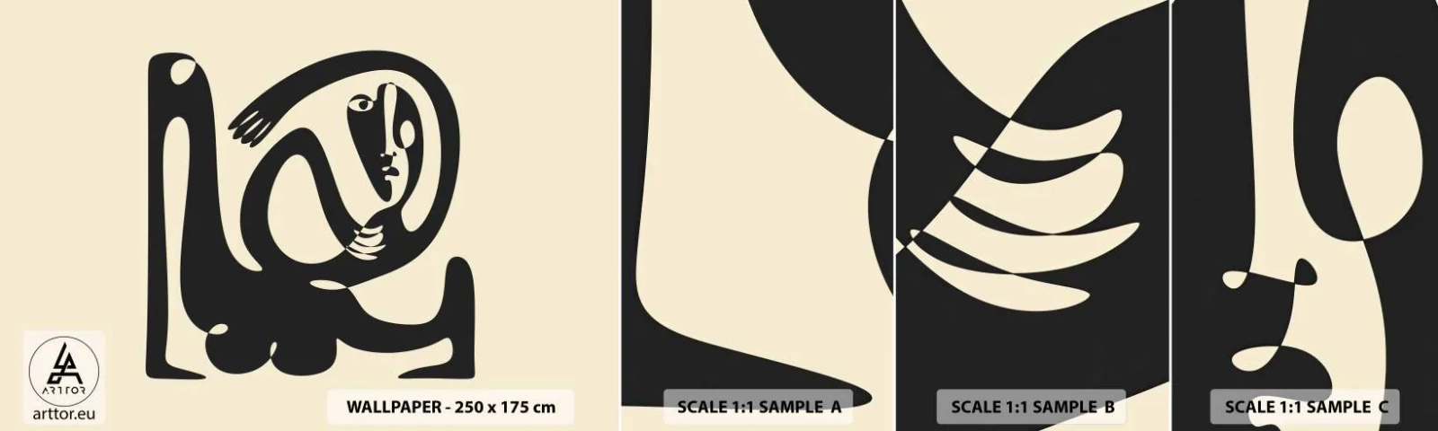 Échantillon de Papier Peint Autocollant Deluxe Sticker - Presque du Picasso - Abstraction, Morceau, Graphique - 100x30 cm