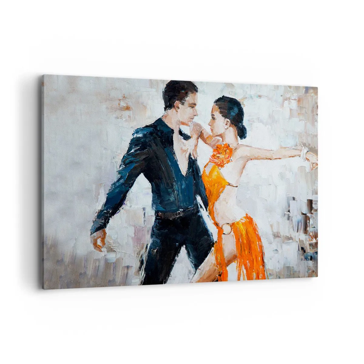 Impression sur toile - Image sur toile - Un couple dynamique dansant dans un style latino-américain. - 100x70cm - Dirty dancing - Décoration murale moderne pour le salon et la chambre ARTTOR