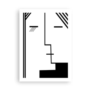 Affiche - Poster - Un visage minimaliste et abstrait dans un style noir et blanc. - 50x70cm - Juste un baiser - Décoration murale moderne pour le salon et la chambre ARTTOR
