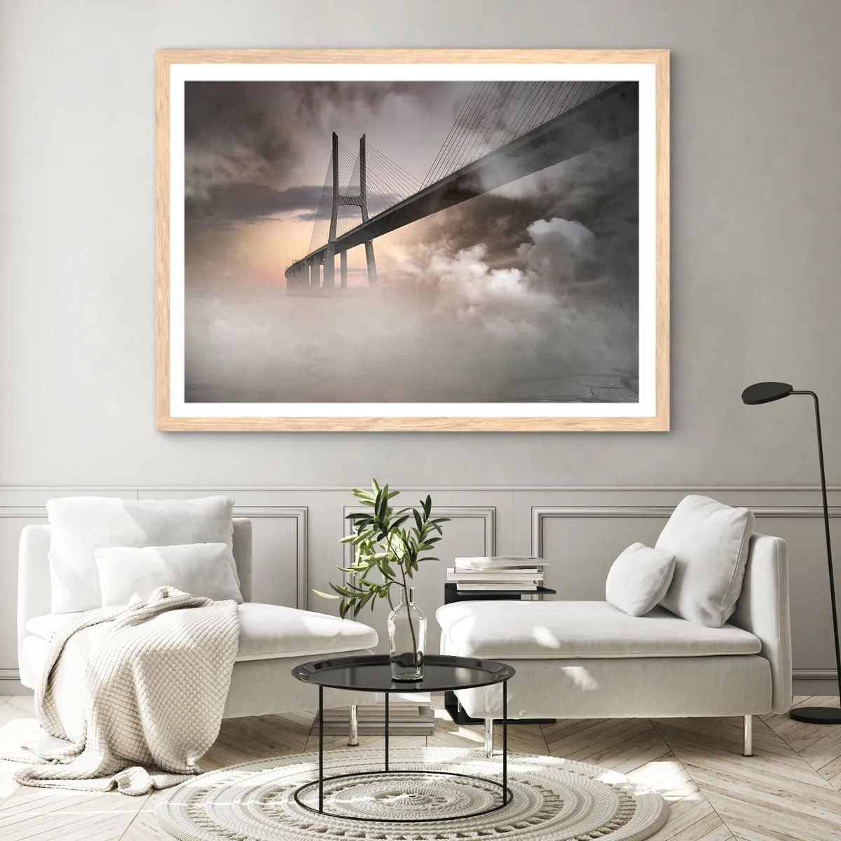 Affiche dans un chêne clair - Poster - Sur la rivière qui n'existe pas - 50x40 cm