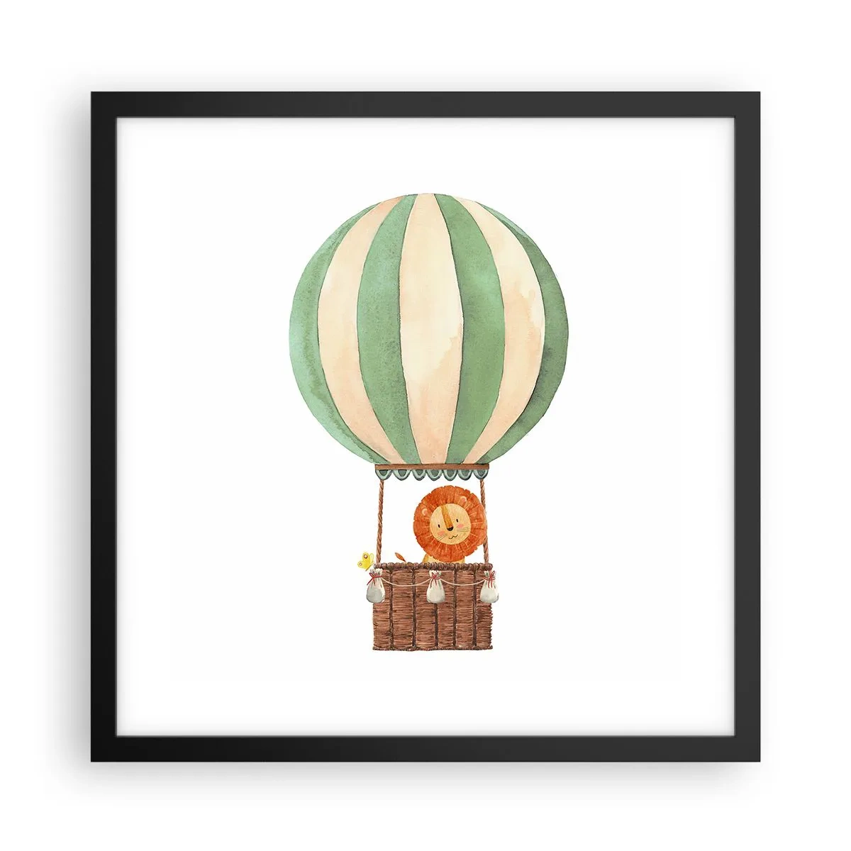 Affiche dans un cadre noir - Poster - Les voyages de Léon - 40x40 cm