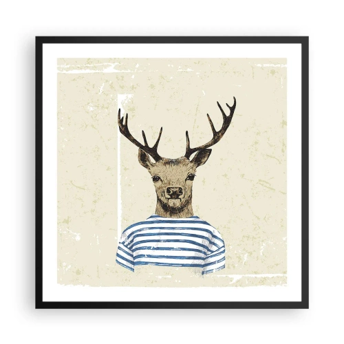 Affiche dans un cadre noir - Poster - Parce que j'aime les chemises rayées - 60x60 cm