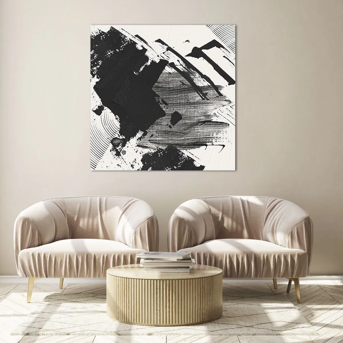 Impression sur verre - Image sur verre - Abstraction – expression du noir - 50x50 cm