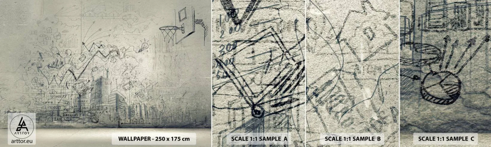 Échantillon De Papier Peint Standard Eco - Ma vie fantastique en ville - Graffiti, Morceau, Graphique - 100x30 cm