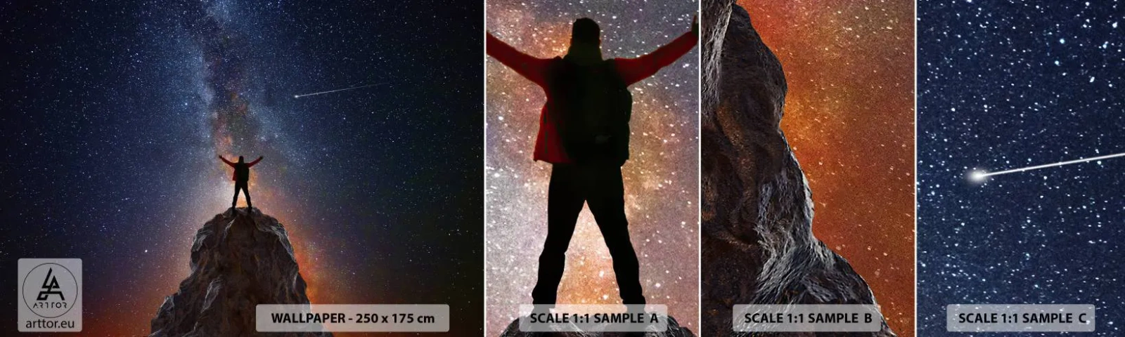 Échantillon de Papier Peint Autocollant Deluxe Sticker - Le force est avec moi! - Abstraction, Cosmos, Homme - 100x30 cm