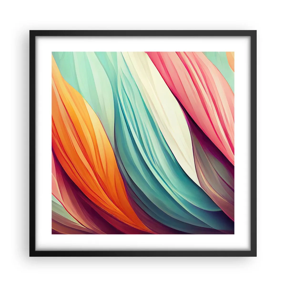 Affiche dans un cadre noir - Poster - Tissage arc-en-ciel - 50x50 cm