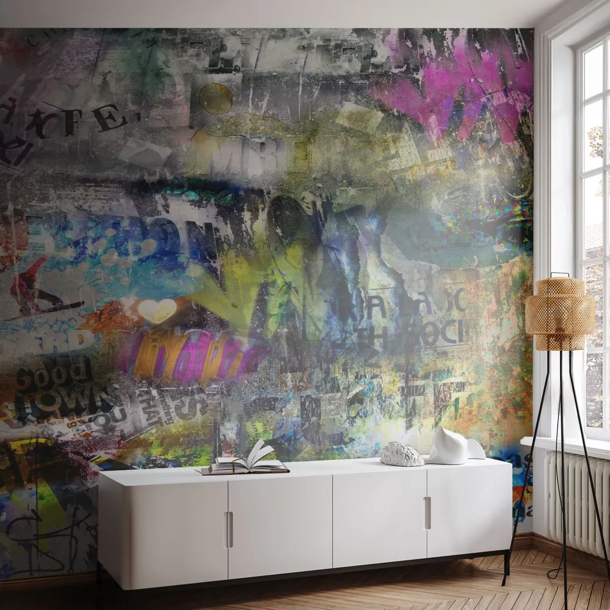 Papier Peint Photo Standard Eco - Collage de souvenirs - Graffiti, Mural, Modèle moderne - 450x315 cm