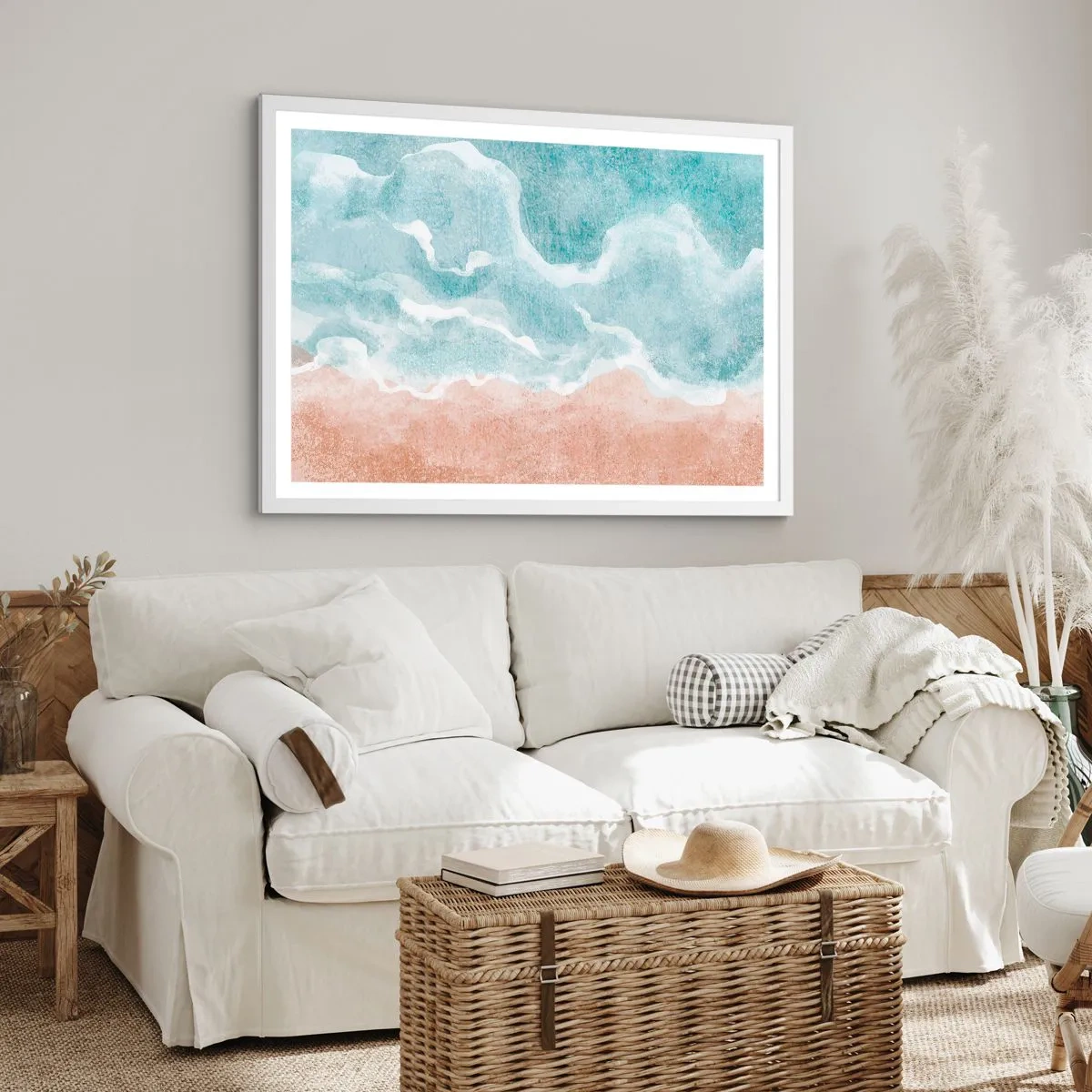 Affiche dans un cadre blanc - Poster - Abstraction du nuage - 100x70 cm