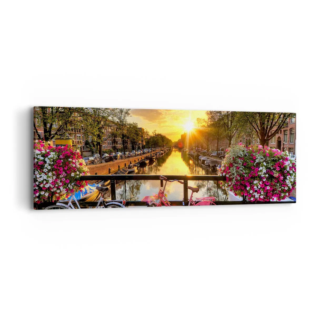 Impression sur toile - Image sur toile - Matin de printemps à Amsterdam - 90x30 cm