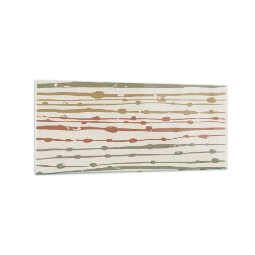 Impression sur verre - Image sur verre - Un motif de lignes aux tons chauds sur un fond clair - 120x50cm - Notation musicale des couleurs - Décoration murale moderne pour le salon et la chambre ARTTOR