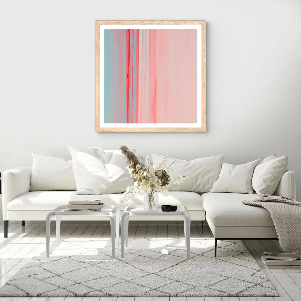 Affiche dans un chêne clair - Poster - Abstraction à l'aube - 50x50 cm