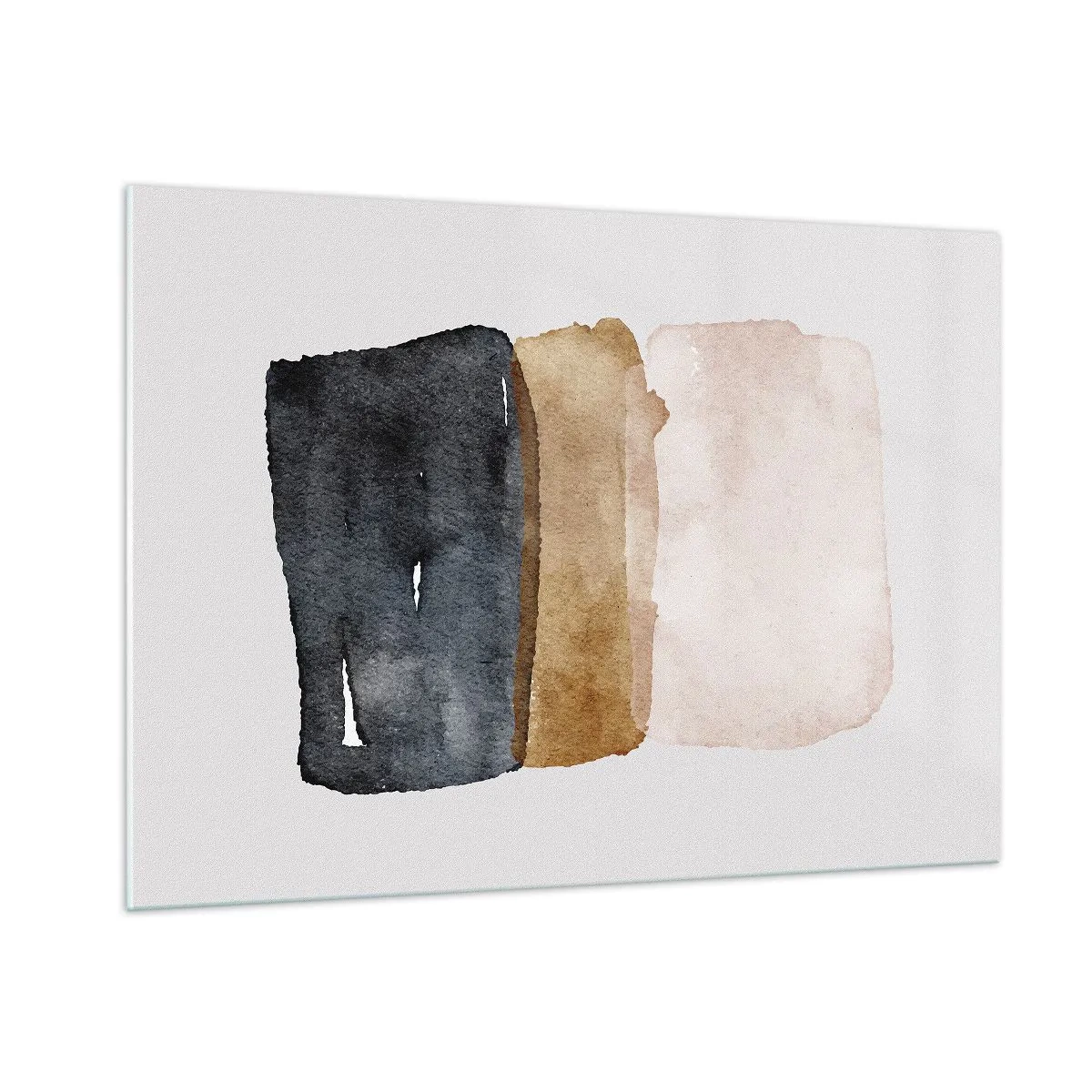 Impression sur verre - Image sur verre - Taches abstraites dans les tons de noir, marron et beige - 100x70cm - Composition de couleurs de la terre - Décoration murale moderne pour le salon et la chambre ARTTOR