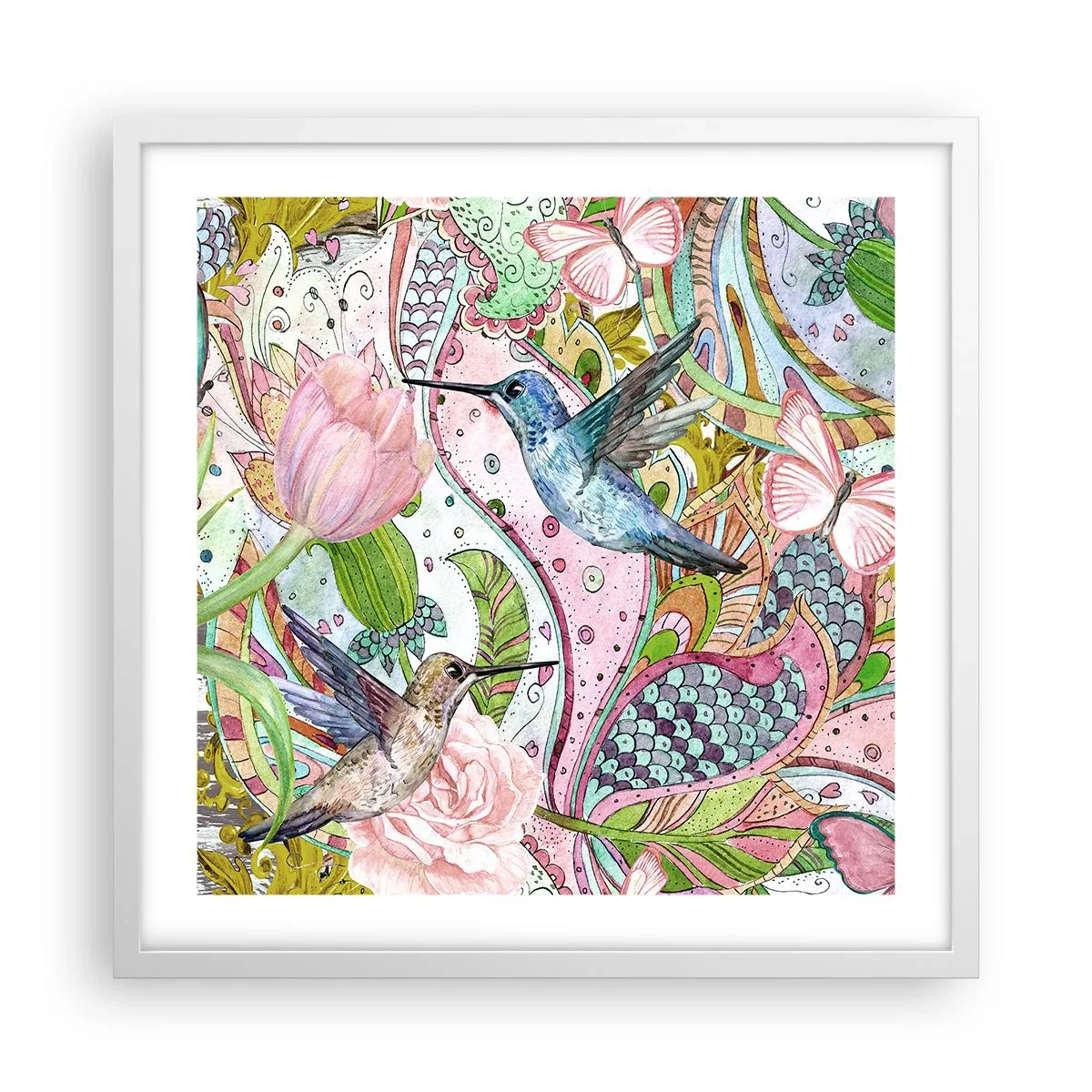 Affiche dans un cadre blanc - Poster - Empêtré dans les vignes - 50x50 cm