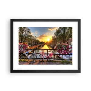 Affiche dans un cadre noir - Poster - Matin de printemps à Amsterdam - 40x30 cm